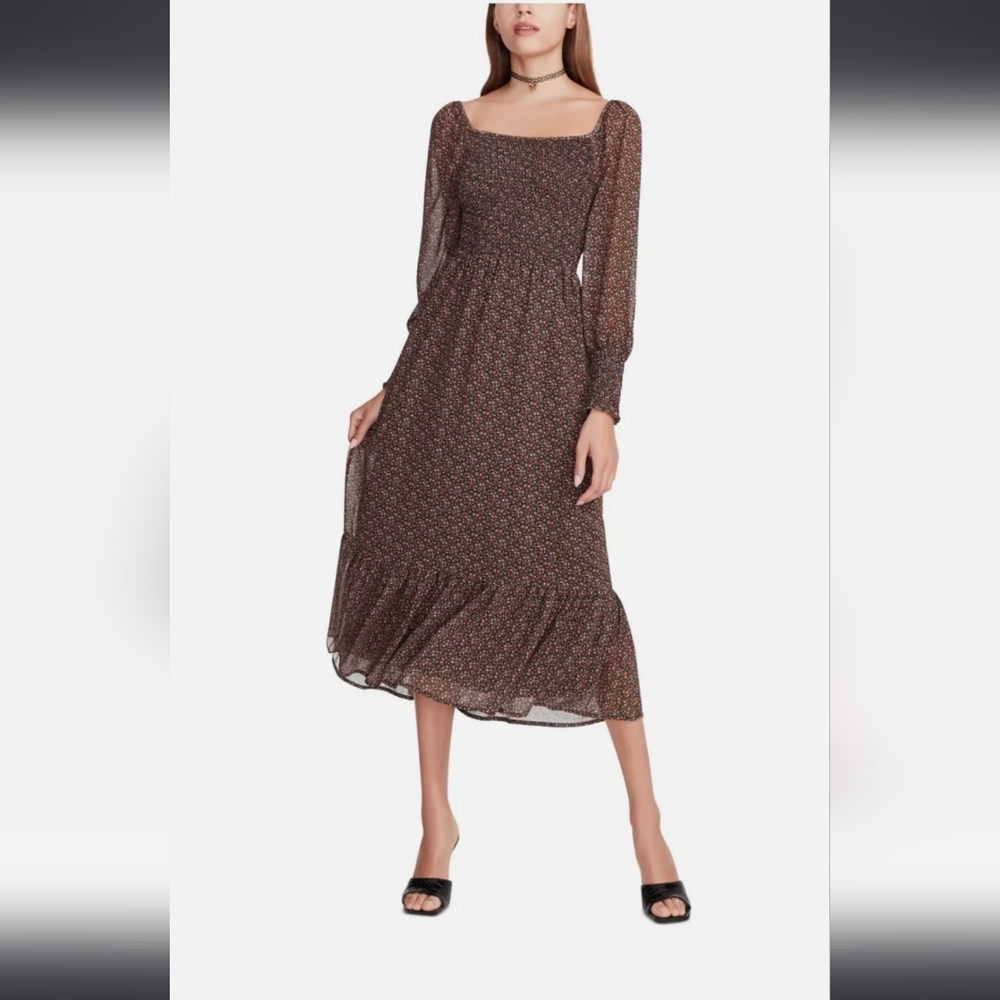 BETSEY JOHNSON Womens Black Pull Over Style Long Sleeve Midi Shift Dress